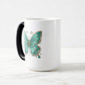 Elegante Turquoise vlinder Grote Morphing Magische Mok (Voorkant links)