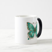 Elegante Turquoise vlinder Morphing Magische Mok (Voorkant rechts)