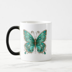 Elegante Turquoise vlinder Morphing Magische Mok