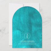 Elegante Turquoise Waterverf Arch Save the Date Kaart (Achterkant)