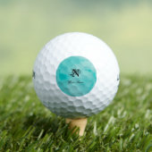 Elegante Turquoise Waterverf Monogram Golfballen (Insitu Shirt)