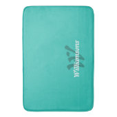 Elegante Turquoise Witte Teal Monogram Naam Badmat (Voorkant Verticaal)