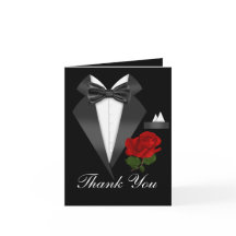 Elegante Tux & Roze Zwartgalajurk Feest Bedankkaar