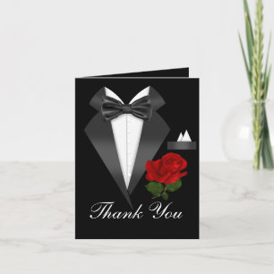 Elegante Tux & Roze Zwartgalajurk Feest Bedankkaar Bedankkaart