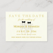 Elegante Tuxedo bruidegom bruiloft Save the Date K Visitekaartje (Achterkant)