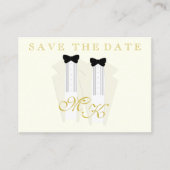 Elegante Tuxedo bruidegom bruiloft Save the Date K Visitekaartje (Voorkant)