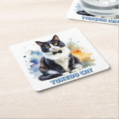 Elegante Tuxedo Kat Kartonnen Onderzetters (Schuin)