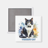 Elegante Tuxedo Kat Magneet (Voorkant / Achterkant)