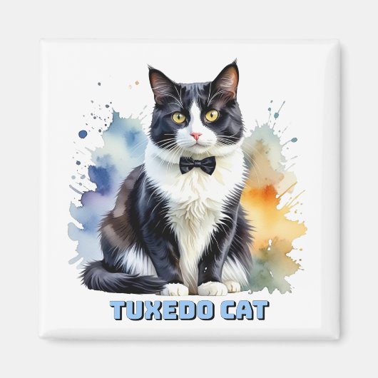 Elegante Tuxedo Kat Magneet (Voorkant)
