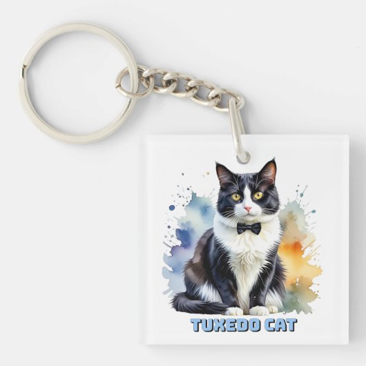 Elegante Tuxedo Kat Sleutelhanger (voorkant)