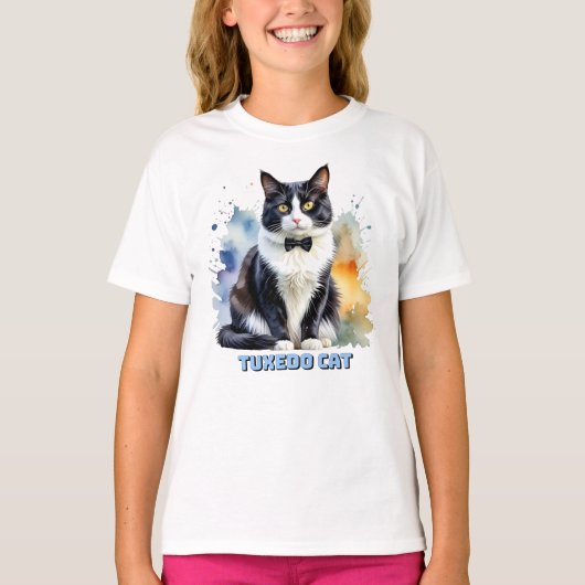 Elegante Tuxedo Kat T-shirt (Voorkant)