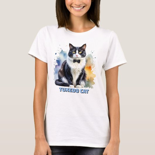 Elegante Tuxedo Kat T-shirt (Voorkant)