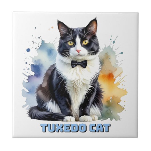 Elegante Tuxedo Kat Tegeltje (Voorkant)