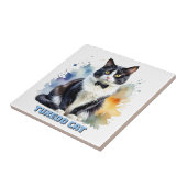 Elegante Tuxedo Kat Tegeltje (Zijkant)