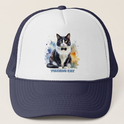 Elegante Tuxedo Kat Trucker Pet (Voorkant)