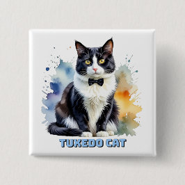 Elegante Tuxedo Kat Vierkante Button 5,1 Cm