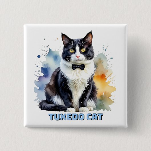 Elegante Tuxedo Kat Vierkante Button 5,1 Cm (Voorkant)