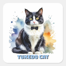 Elegante Tuxedo Kat Vierkante Sticker