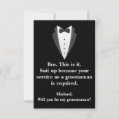 Elegante Tuxedo zwart & wit Moderne Groomsman Kaart (Voorkant)