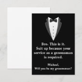Elegante Tuxedo zwart & wit Moderne Groomsman Kaart (Voorkant / Achterkant)