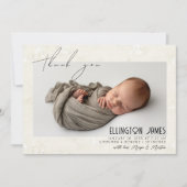 Elegante Twee Baby Foto's Beige Geboorteaankondigi Aankondiging (Voorkant)