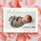 Elegante Twee Baby Foto's Beige Geboorteaankondigi Aankondiging