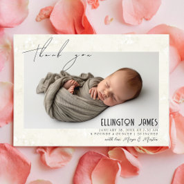 Elegante Twee Baby Foto's Beige Geboorteaankondigi Aankondiging