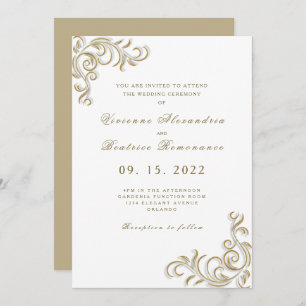 Elegante twee bruiden gouden scroll bruiloft uitno kaart