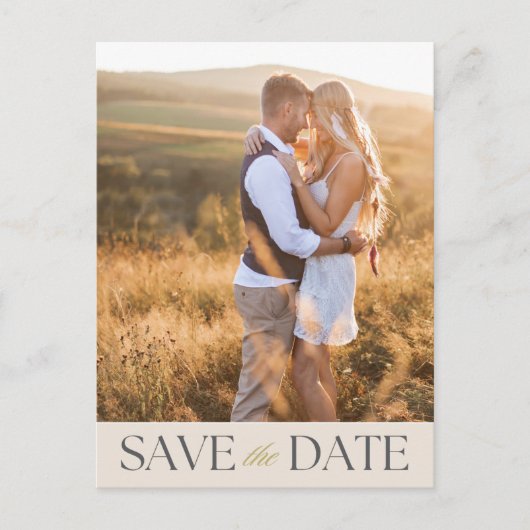Elegante twee foto budget bruiloft Save the Date Aankondigingskaart (Voorkant)