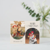 Elegante twee foto kerstvakantie briefkaart (Staand voorkant)
