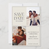Elegante twee foto moderne bruiloft save the date (Voorkant)