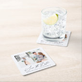 Elegante Twee Foto Trouwen Save the Date Onderzett Kartonnen Onderzetters (Insitu)