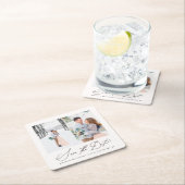 Elegante Twee Foto Trouwen Save the Date Onderzett Kartonnen Onderzetters (Insitu)