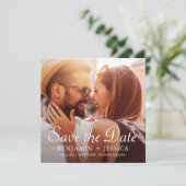 Elegante twee foto's bruiloft Save the Date (Staand voorkant)