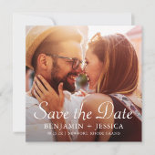 Elegante twee foto's bruiloft Save the Date (Voorkant)