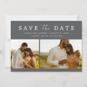 Elegante twee foto's bruiloft Save the Date (Voorkant)