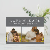 Elegante twee foto's bruiloft Save the Date (Staand voorkant)
