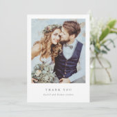 Elegante twee fotoscript minimalistische bruiloft bedankkaart (Staand voorkant)