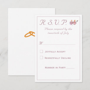 Elegante Twee Harten Katholieke Huwelijk RSVP Kaartje
