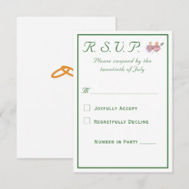 Elegante Twee Harten Katholieke Huwelijk RSVP Kaartje