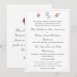 Elegante Twee Harten Katholieke Trouwuitnodiging Kaart