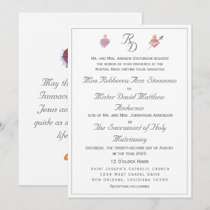 Elegante Twee Harten Katholieke Trouwuitnodiging Kaart