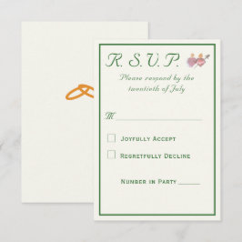 Elegante Twee Hartens Katholieke Bruiloft RSVP Kaartje