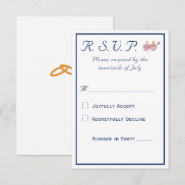 Elegante Twee Hartens Katholieke Bruiloft RSVP Kaartje