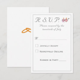 Elegante Twee Hartens Katholieke Bruiloft RSVP Kaartje