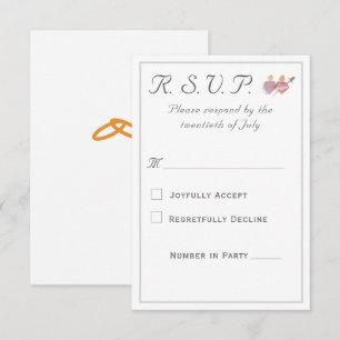 Elegante Twee Hartens Katholieke Bruiloft RSVP Kaartje