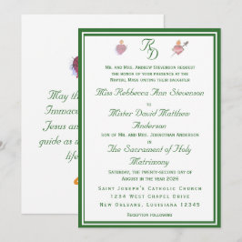 Elegante Twee Hartjes Katholieke Trouwuitnodiging Kaart