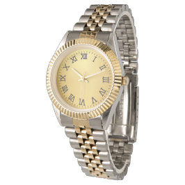 Elegante Twee-Tonen Gouden & Zilveren Romeinse Cij Horloge