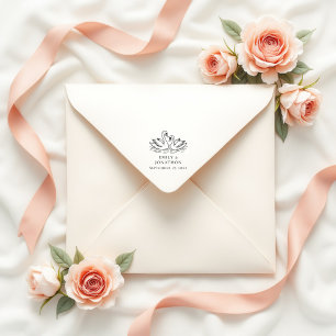 Elegante Twee Zwanen In Liefde Trouwdag Zelfinktende Stempel