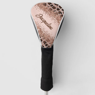 Elegante tweekleurige mocha luipaardprint golfheadcover